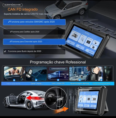 Scanner Xtool X100 Pads Can Fd Programação Chave Automotivo