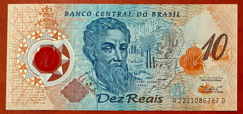 Cédula Brasil 10 Reais Cabral 1993. Sob Série 2221.original