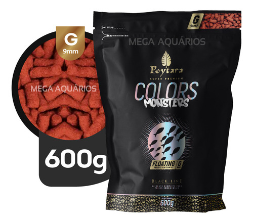 Ração Aquario Jumbo Poytara Colors Monsters Floating G 600g