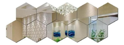 Espelho Em Acrílico Decorativo Hexagonal 10 Peças