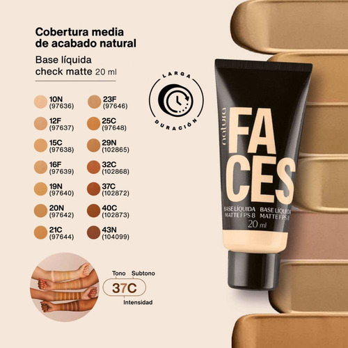 Base Líquida Check Matte Faces 20 Ml Natura 15c
