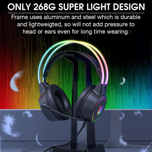 Auriculares Rgb Gaming Onikuma Sponge, Luces Con Cancelación