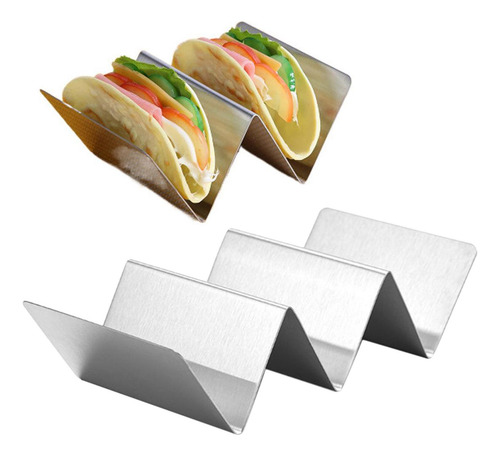 3 De Soporte De Taco De Acero Inoxidable Plateado Para Horno