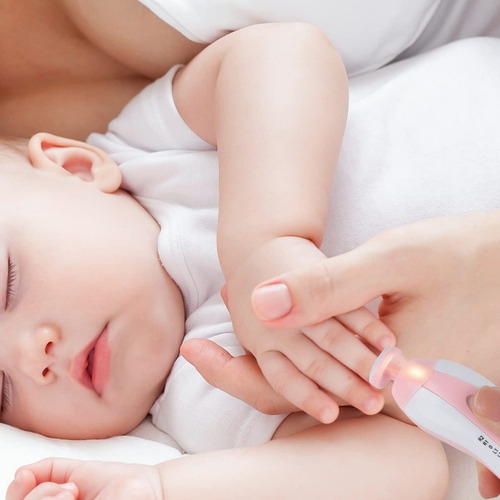 Lima De Uñas Corta Eléctrica Portátil Para Bebés Con Luz Led Color Rosa
