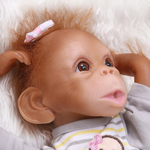Bebé Mono Reborn De Silicona Suave y Algodón Pp, Muñeca