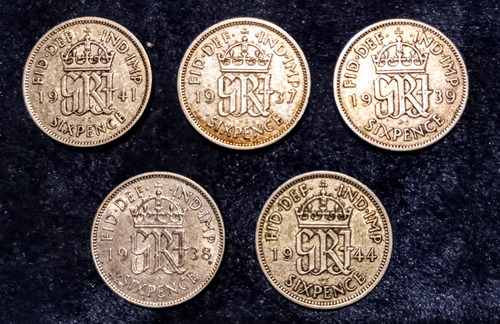 Monedas Inglaterra 6 Pence. X 10 Años Diferentes. Plata