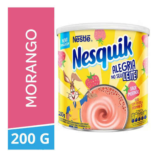 Nesquik Mistura Em Pó Sabor Morango Nestlé Lata 200g