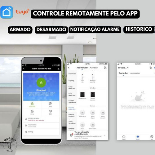 Central De Alarme Tuya Smart Completa Wifi Gsm Chip Sem Fio Branco