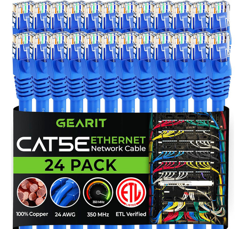 Paquete De 24 Cables De Conexión Ethernet Cat5e Gearit De 2