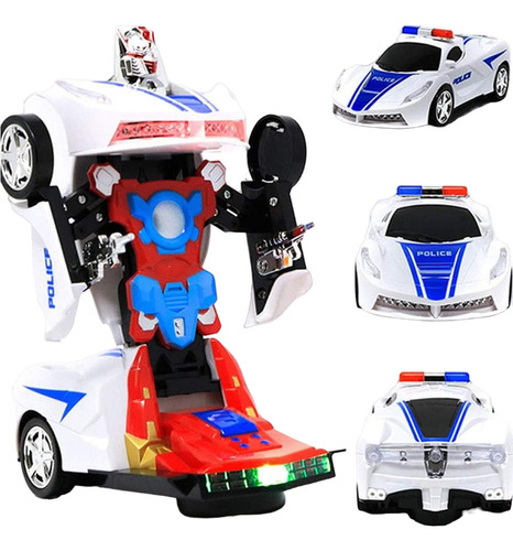 Juguete Transformable Robot Policía Patrulla Carro Luz Niños