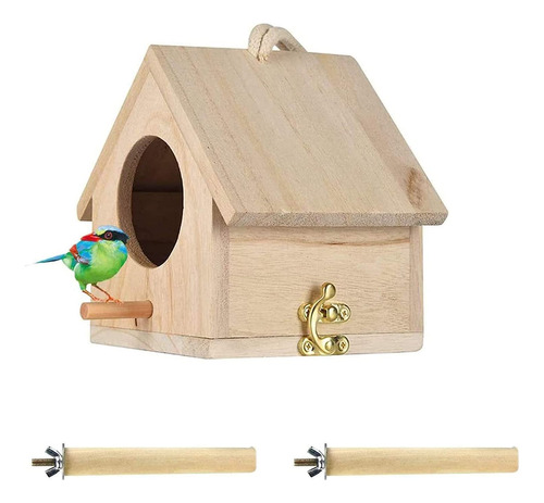 Hamiledyi Parakeet Nest Box Bird Nesting House Parrot Wood C