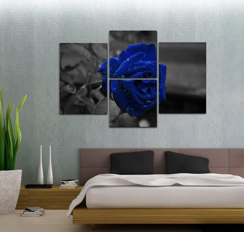 Cuadro 60x90cm Rosa Azul Flores Celeste Flora