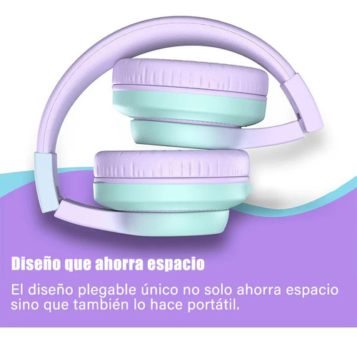 Violeta Con Luz Led Auriculares Gamer Inalámbricos Emuael Wgyp-104 Violeta Para Niños 45h