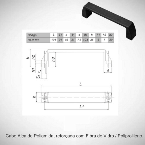 Imagem 3 de 3 de Par De Alça Para Perfil De Alumínio V-slot 108x20x37