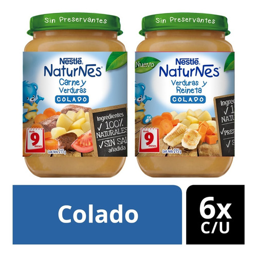 Colado Naturnes® Carne, Verduras Y Reineta 215g X12 Uds