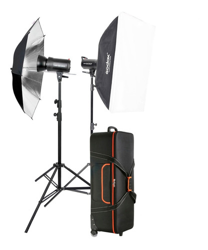 Kit Estudio 2 Flash 300w Tripode Paraguas Radio Valija Godox