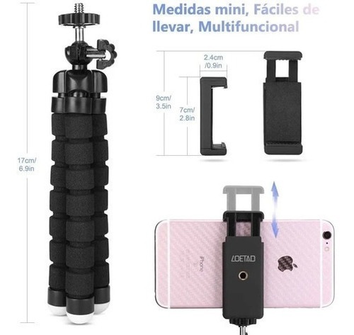 Imagen 8 de 8 de Trípode Bluetooth Con Cámara De Teléfono Móvil 360°