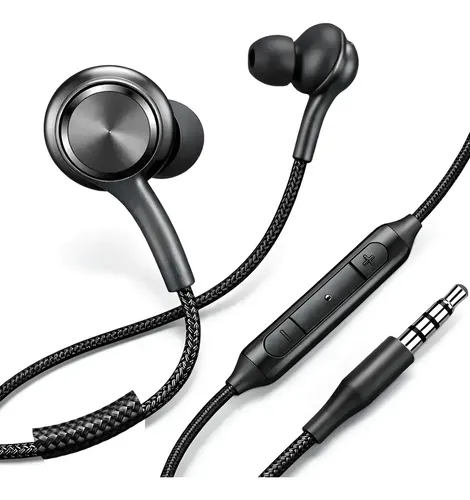 Fone De Ouvido P2 Microfone E Controle Com Fio Nylon Reforçado Para Celular, Notebook, Pc E Smartphone Cor Preto