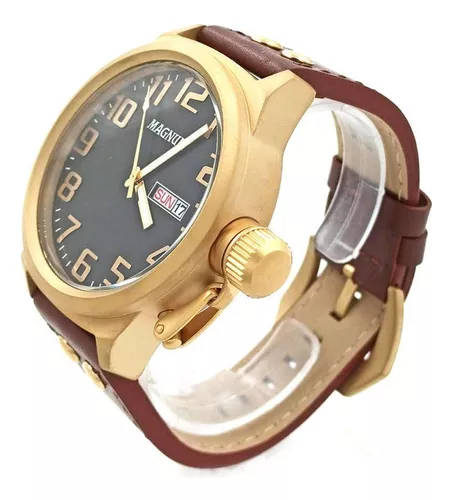 Relógio Magnum Military Analógico Masculino Pulseira de Couro