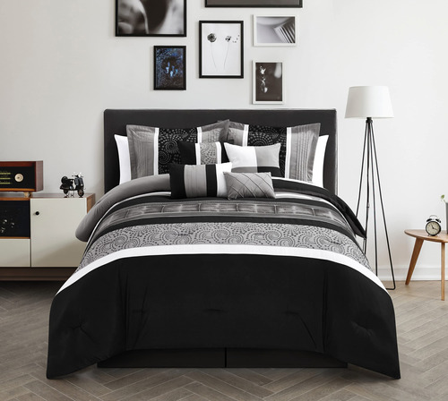 Chic Home Euphoria - Juego De Cama (8 Unidades), Color Negro