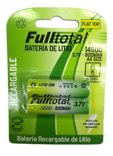 2 Pilas Icr14500 Fulltotal Aa Litio 3.7v 800 Mah