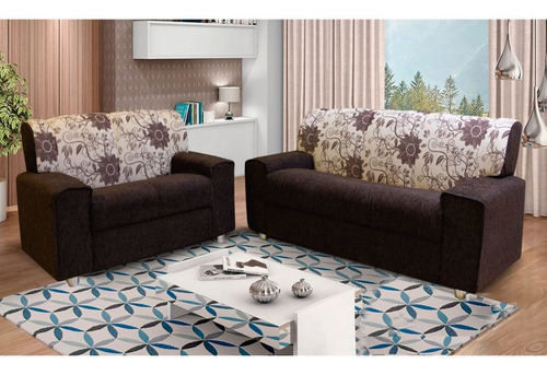 Imagen 2 de 4 de Juego De Living 3+2 Cuerpos Sofa Tela Marron Costa Rica