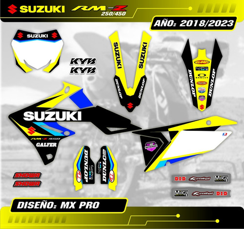 Kit Calcos - Grafica Suzuki Rmz 250/450 2018/24  Grueso Mate