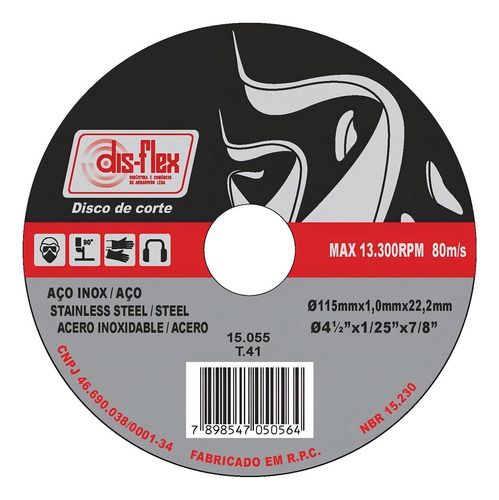 Disco Inox Disflex 4.1/2 X 7/8 15055 - Kit C/10