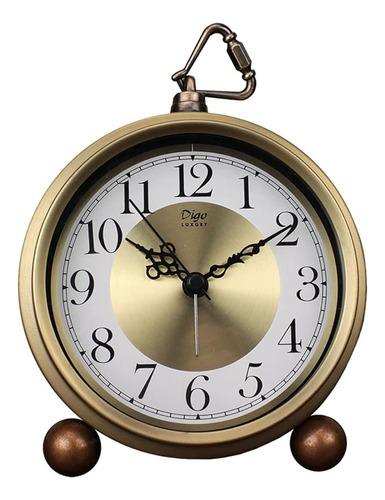 Zbeiru Golden Table Clock, 5in Vintage Retro Alarm Clock Sil
