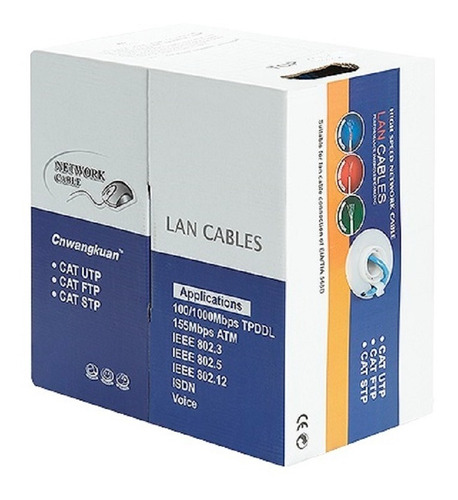 Cabo De Rede 24 Awg Cat5 Winning Caixa 305 Mts Azul 4 Pares