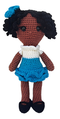 Boneca Negra Amigurumi 24,5cm Pronta Entrega E Frete Grátis
