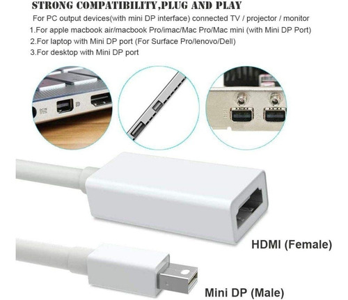 Imagen 8 de 8 de Cable Adaptador Mini Display Port A Hdmi Para Mac