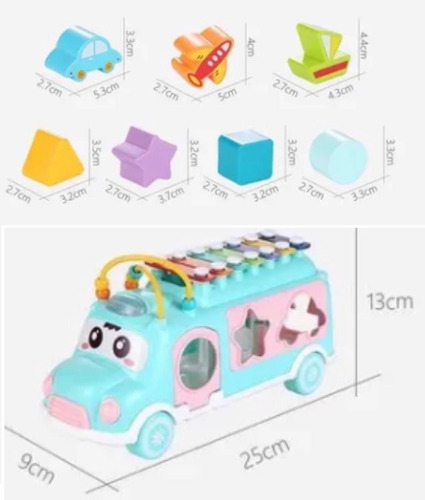 Metalófono Cromático 8 Notas Mini Bus Más 7 Figuras Creativa