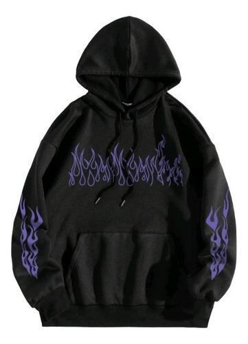 Suéter De Llamas Moradas Aesthetic Unisex 