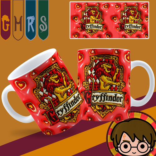 Caneca Harry Potter Casas Hogwarts Efeito 3d Cada