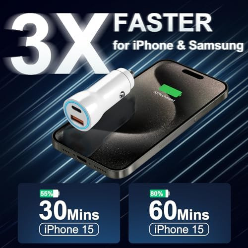 Cargador De Coche Para iPhone 16 15, Certificado Apple Mfi C