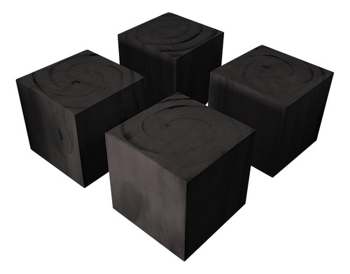 Kit 4 Patas Sillon 4x4 Para Mueble Sala Madera 6,5 Sajo Color Negro