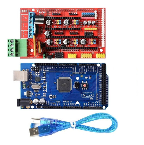 Arduin Mega Con Cnc Shield Impresora 3d Ramps 1.4 Nema 17