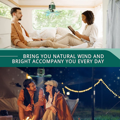 Mini Ventilador De Camping Con Linterna Led 10400mah Batería