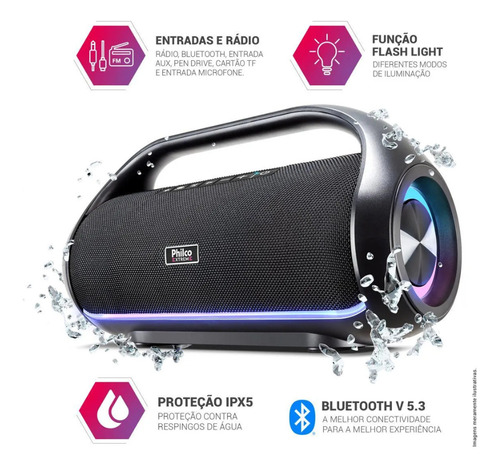 Caixa De Som Philco Extreme Bluetooth 5.3 Flash Light 220w (Usado)