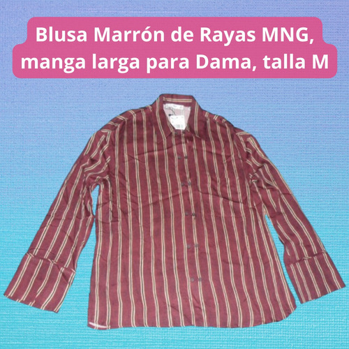 Blusa Marrón De Rayas Mng, Manga Larga, Talla S