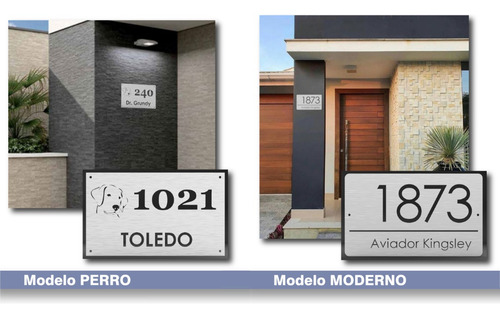 Imagen 3 de 10 de Placa Acero Inoxidable Número Frente De Casa Dirección