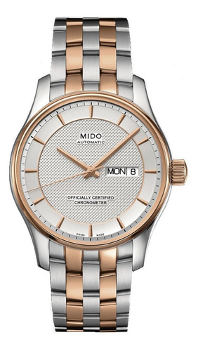 Reloj Hombre Mido Belluna Automático Pulso Plateado En Acero