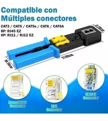 Crimpeadora Ez Rj45 +50 Conectores Cat6 Prensa Anticorte