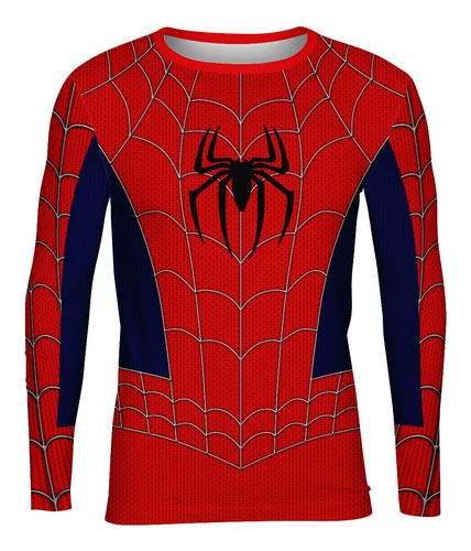 Playera Sublimada Manga Larga Traje Spiderman Araña