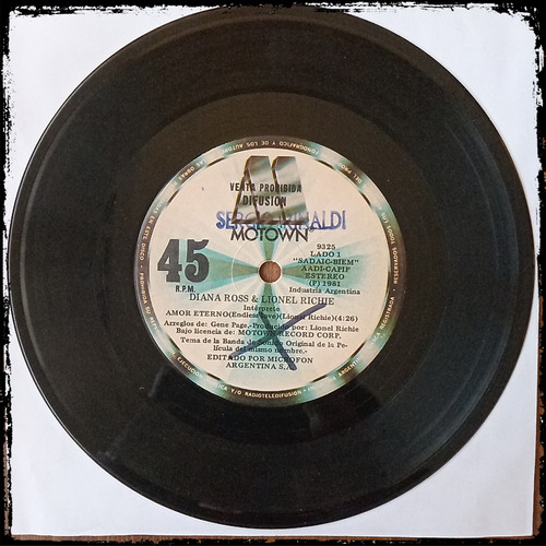 Diana Ross / Lionel Richie - Amor Eterno 1981 Vinilo Single