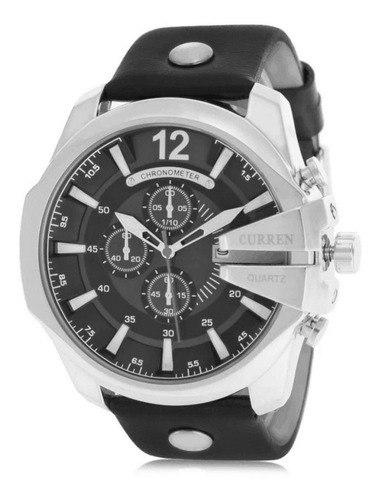 Imagem 3 de 6 de Relógio Quartzo Masculino Curren Couro Dial Grande