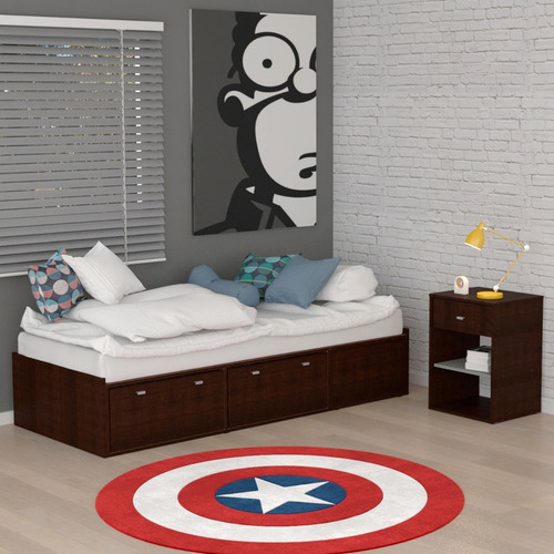 Imagen 5 de 5 de Cama Con Cajones Box Base Somier 1 Plaza Wengue 56622