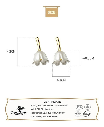 Aretes Pendientes Orquídea Plata 925 Certificada Baño Oro