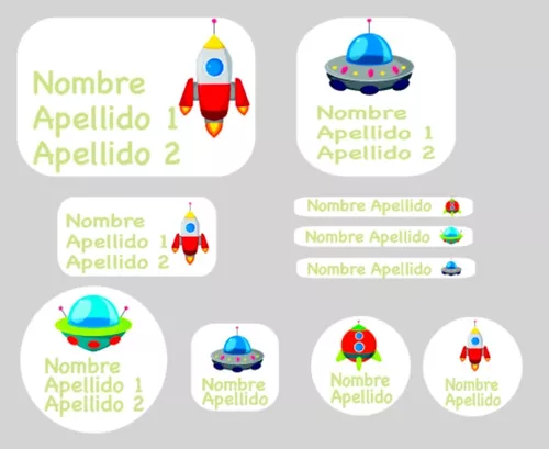 Etiquetas Escolares Personalizadas En Vinil, Modelo Espacial
